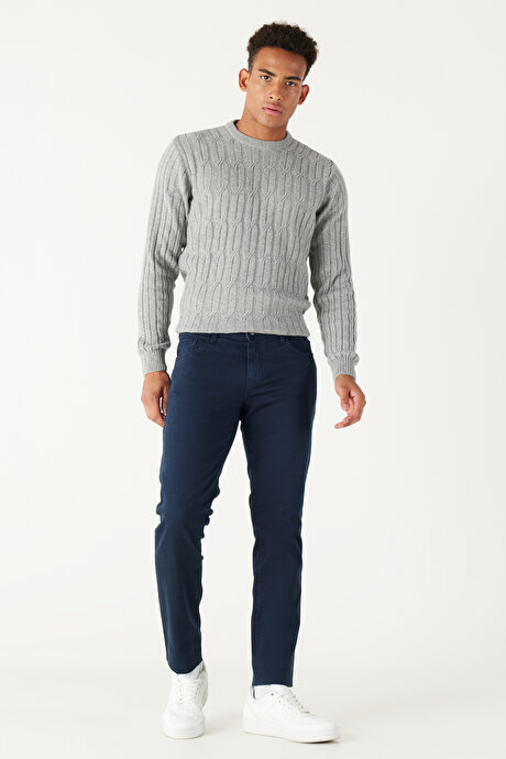 360 Derece Her Yöne Esneyen Rahat Slim Fit Lacivert Pantolon resmi