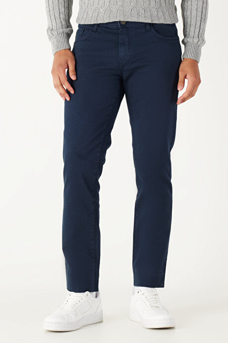 360 Derece Her Yöne Esneyen Rahat Slim Fit Lacivert Pantolon resmi