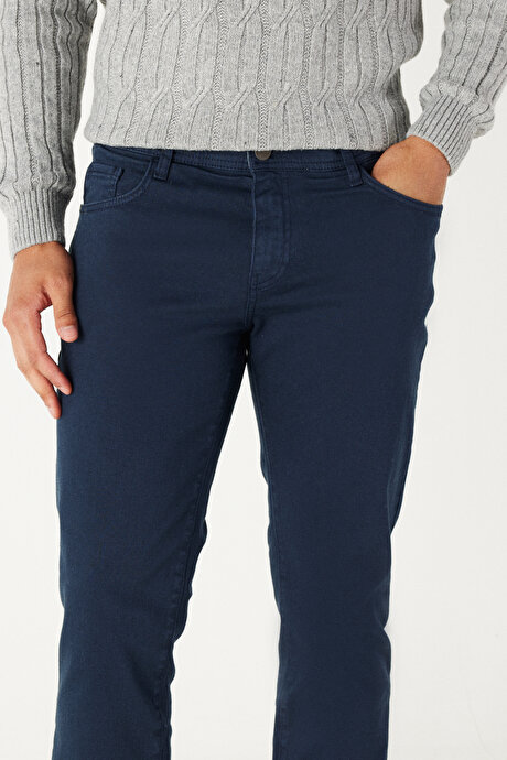 360 Derece Her Yöne Esneyen Rahat Slim Fit Lacivert Pantolon resmi