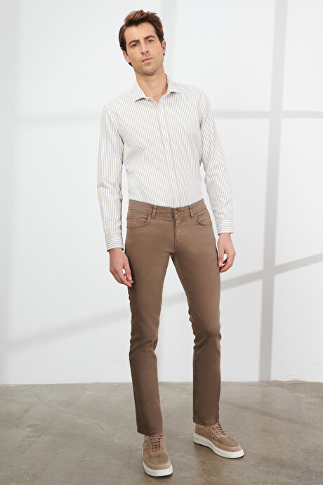 360 Derece Her Yöne Esneyen Rahat Slim Fit Vizon Pantolon resmi