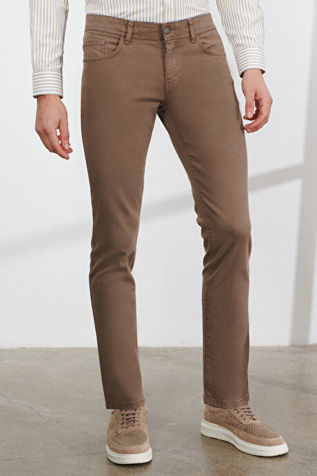 360 Derece Her Yöne Esneyen Rahat Slim Fit Vizon Pantolon resmi