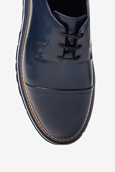 %100 Nubuk Rahat Taban Casual Lacivert Ayakkabı resmi