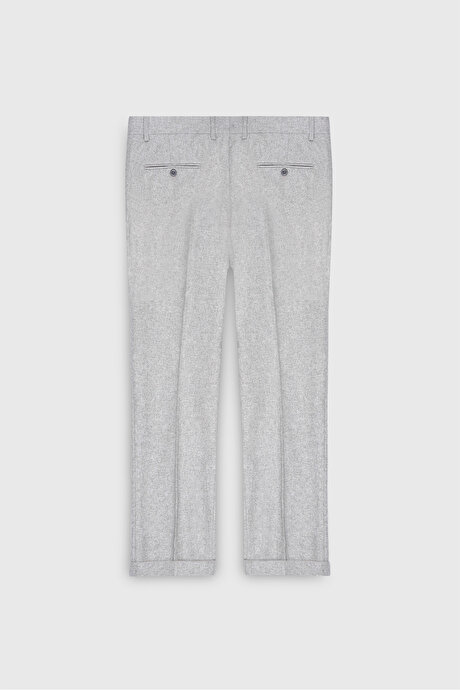 Yünlü Slim Fit Dar Kesim Kırlangıç Yaka Kapak Cepli Kruvaze Taş Takım Elbise resmi