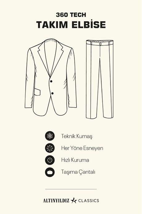 Taşınabilir Torbalı Slim Fit Mono Yaka Desenli Antrasit Takım Elbise resmi