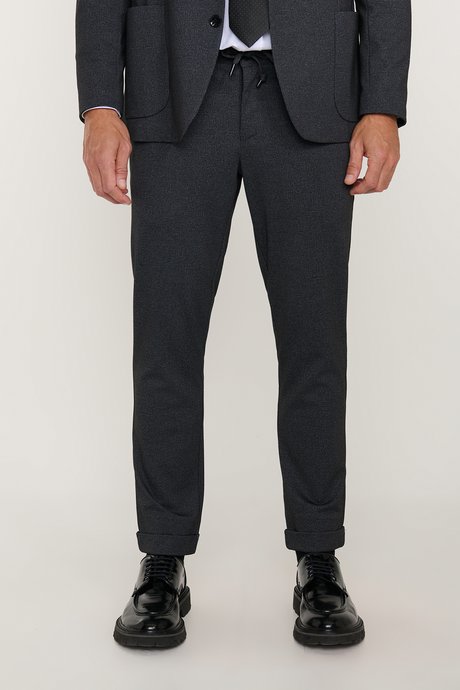 Taşınabilir Torbalı Slim Fit Mono Yaka Desenli Antrasit Takım Elbise resmi