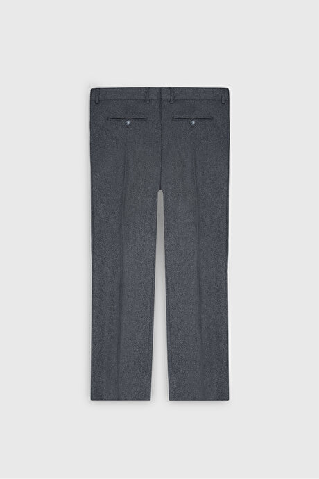 Slim Fit Dar Kesim Kırlangıç Yaka Kareli Kapak Cepli Esnek Antrasit Takım Elbise resmi