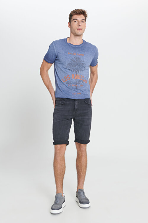 Slim Fit Dar Kesim Pamuklu Esnek Antrasit Denim Şort4A0223200009ATR