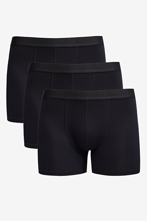 Premium Pamuklu 3'lü Paket Esnek Siyah Boxer4A03222P3001SYH