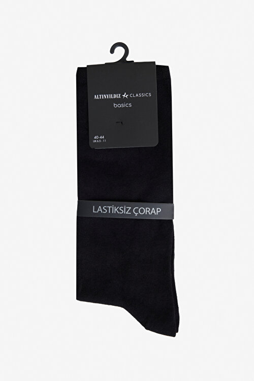 Tekli Bambulu Lastiksiz İz Yapmayan Siyah Çorap4A2500000010SYH