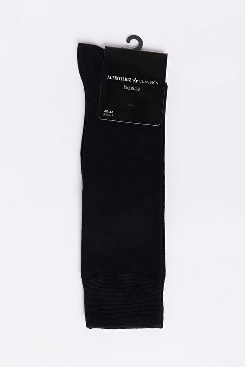 Tekli Bambulu Diz Altı Siyah Çorap4A2524100002SYH