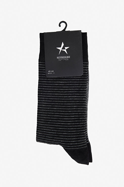 Desenli Tekli Siyah-Gri Çorap4A2524200037syg