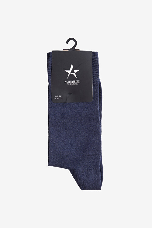 Yumuşak Dokulu Desenli Tekli Lacivert Çorap4A2525200032LAC