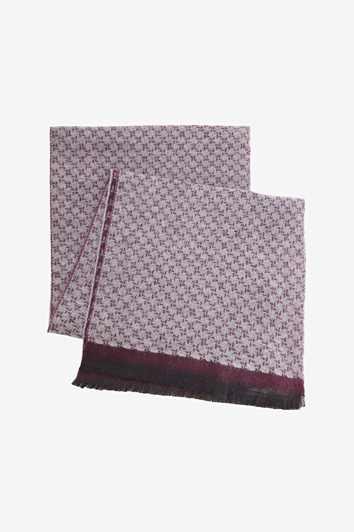 Desenli Standart Fit Bordo-Gri Atkı4A2825100006BDG