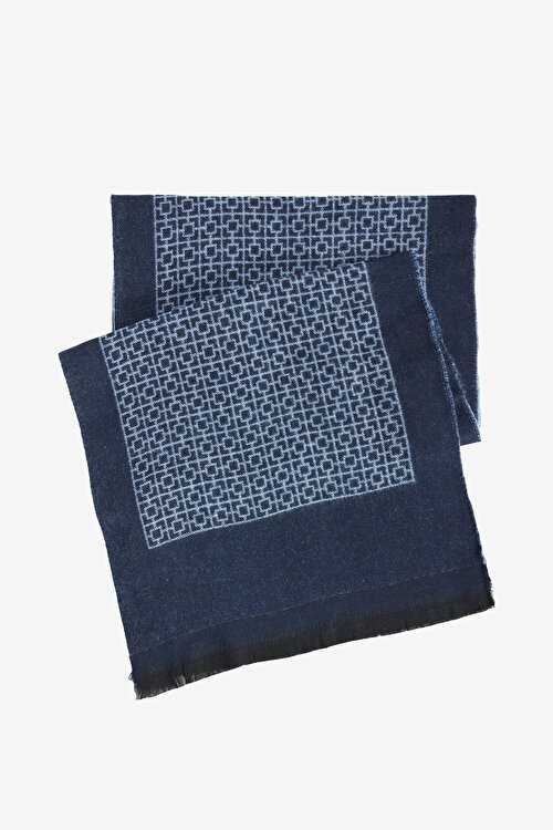 Desenli Sıcak Tutan Lacivert-Mavi Atkı4A2825100008LAM