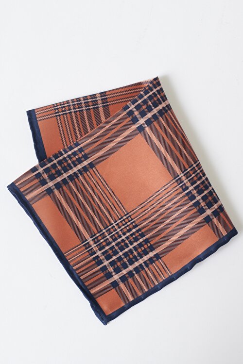 Desenli Klasik Kahverengi-Lacivert Mendil4A2922200009KHL