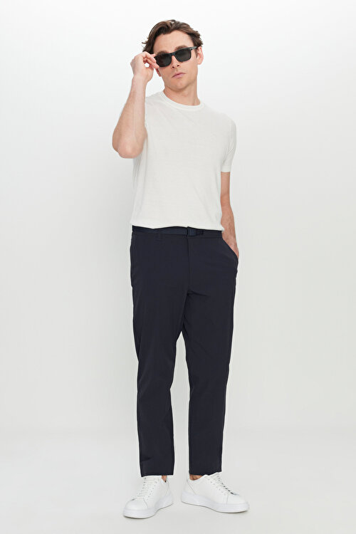 Relax Fit Rahat Kesim Beli Lastikli Cepli Esnek Lacivert Pantolon4A302420P203LAC