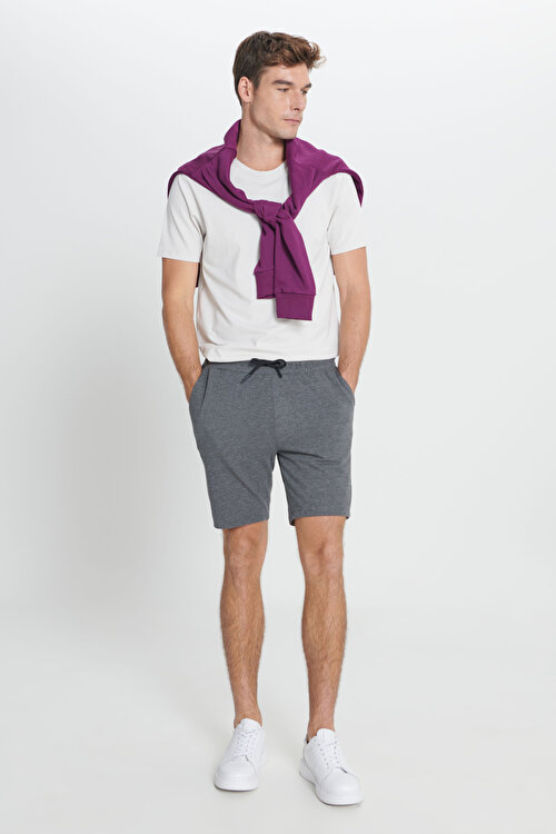 Standart Fit Normal Kesim Pamuklu Rahat Antrasit-Melanj Şort4A9523200200ANM