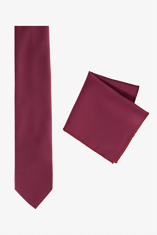 İpek Kumaşlı Kravat-Mendil Bordo Set4C2100000001BRD