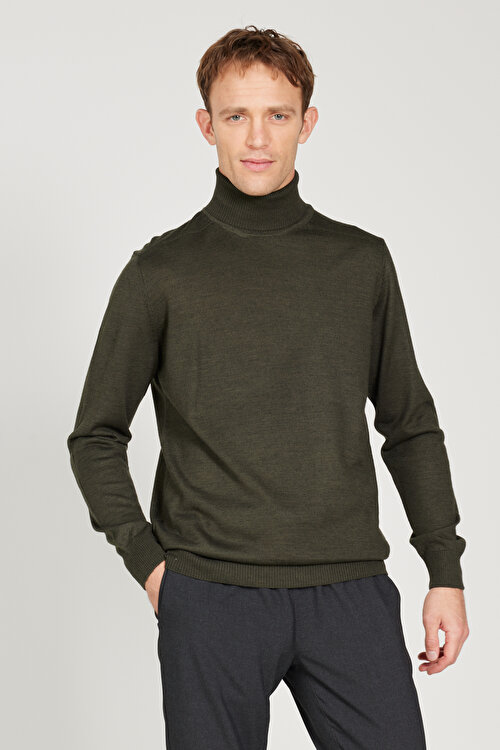 Standart Fit Normal Kesim Tam Balıkçı Yaka Haki Kazak4C4924100007HAK