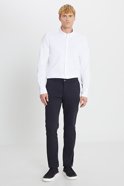 Pamuklu Slim Fit Dar Kesim Yan Cep Casual Siyah PantolonACE001252276SYH