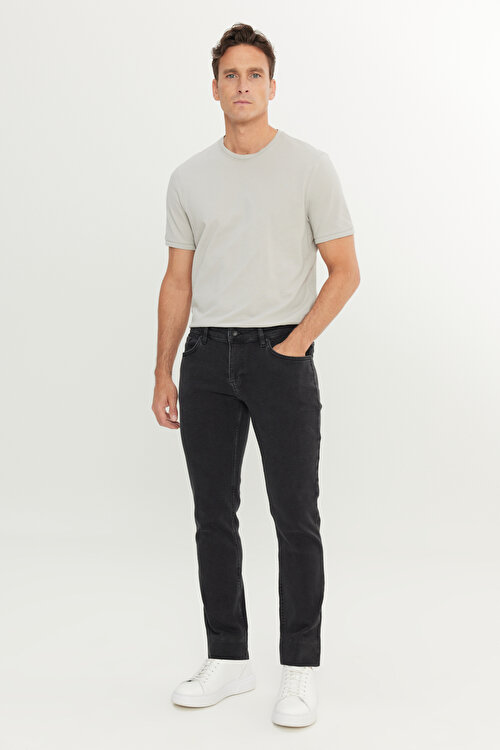 Pamuklu Slim Fit Dar Kesim 5 Cep Esnek Jean Denim Kot Siyah Denim PantolonACE001252492SYH