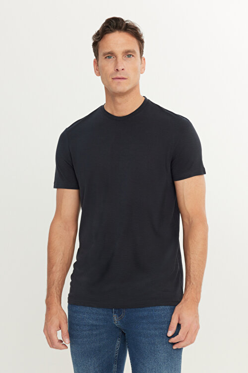 Yumuşak Dokulu Slim Fit Dar Kesim Bisiklet Yaka Antrasit TişörtACE091252301ATR