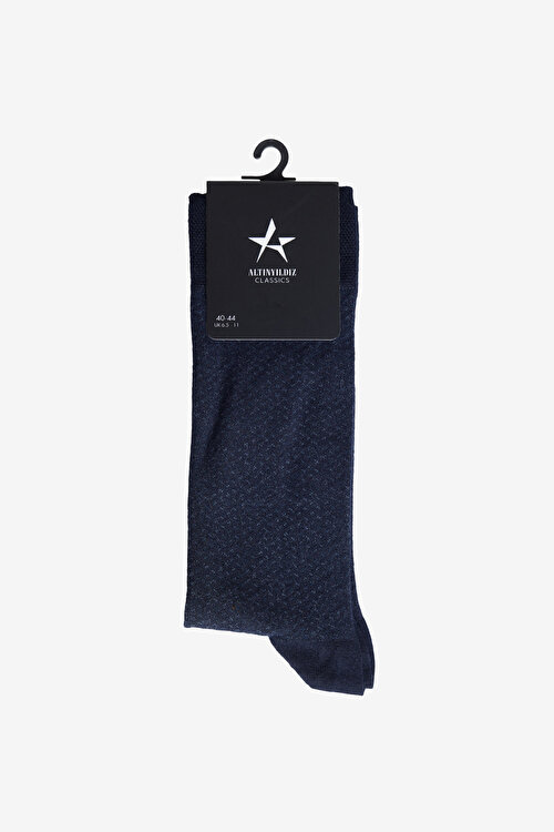 Desenli Yumuşak Dokulu Tekli Lacivert ÇorapACE252610016LAC