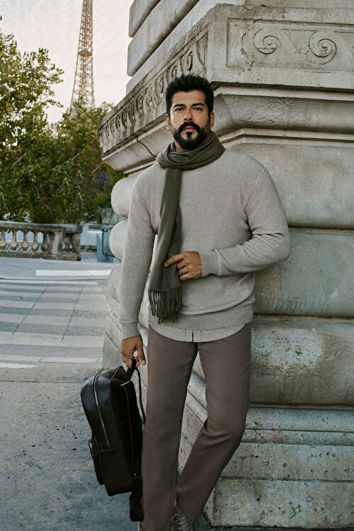 Pamuklu Standart Fit Normal Kesim Tam Balıkçı Yaka Basic Triko Ekru KazakACE492510015EKR