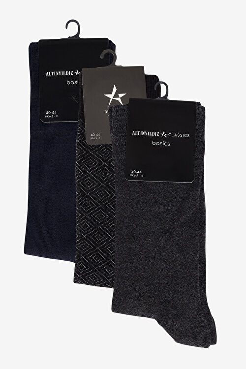 3'lü Paket Soket Siyah-Lacivert-Marengo ÇorapET2500003P02SLM