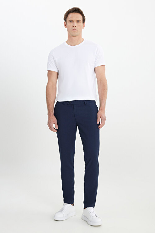 Slim Fit İtalyan Kesim Yan Cepli Esnek Casual Lacivert PantolonETE001252257LAC