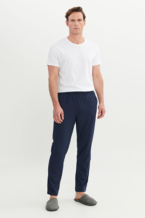 Pamuklu Standart Fit Normal Kesim Beli Lastikli Cepli Lacivert PIJAMA ALTIETE095251001LAC