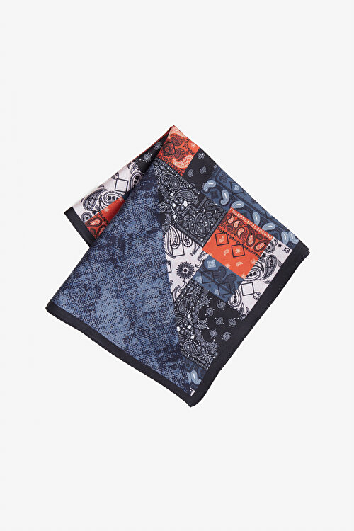 Desenli Lacivert-Kiremit MendilYDA292420014LKT