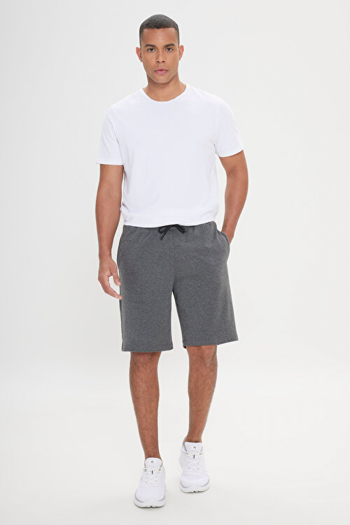 Standart Fit Günlük Rahat Spor Örme Antrasit-Melanj ŞortYDA952120002ANM