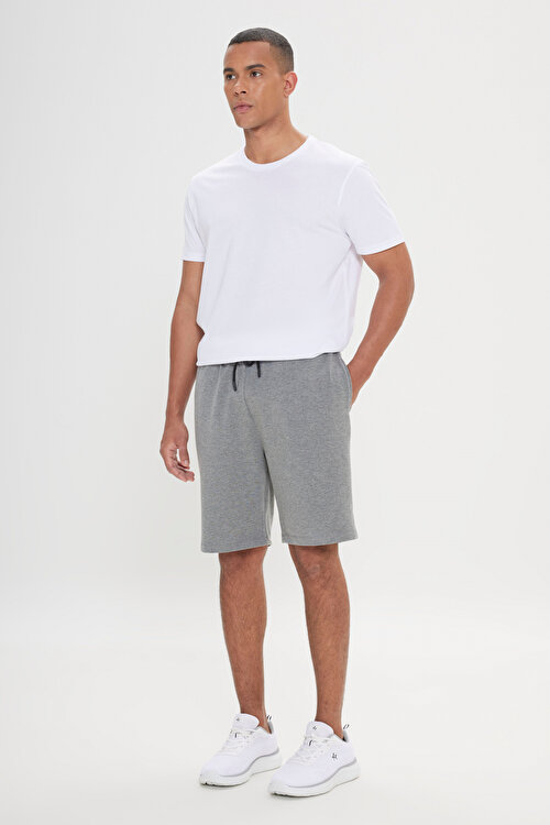 Standart Fit Günlük Rahat Spor Örme Gri Melanj ŞortYDA952120002GMJ