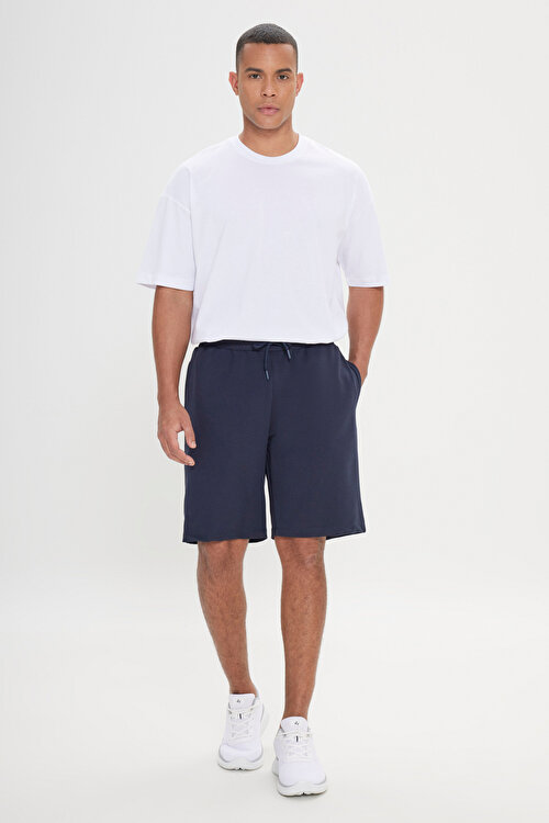 Standart Fit Günlük Rahat Spor Örme Lacivert ŞortYDA952120002LAC